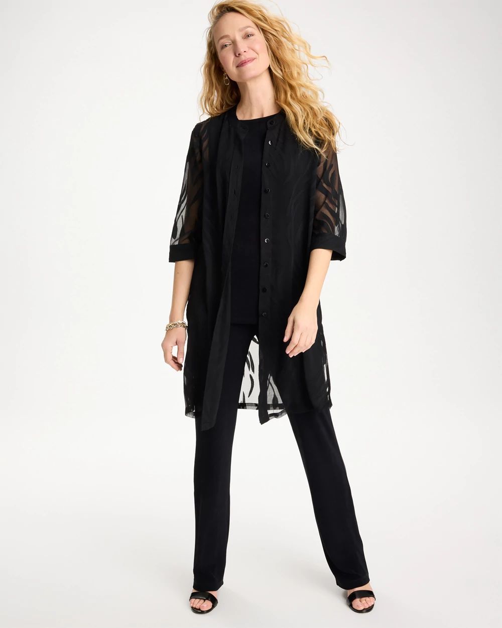 トップス LESS TAILOR Travelers™ Collection Sheer Jacquard Topper | Chico's